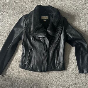 Michael Kors Black Leather Motorcycle Jacket